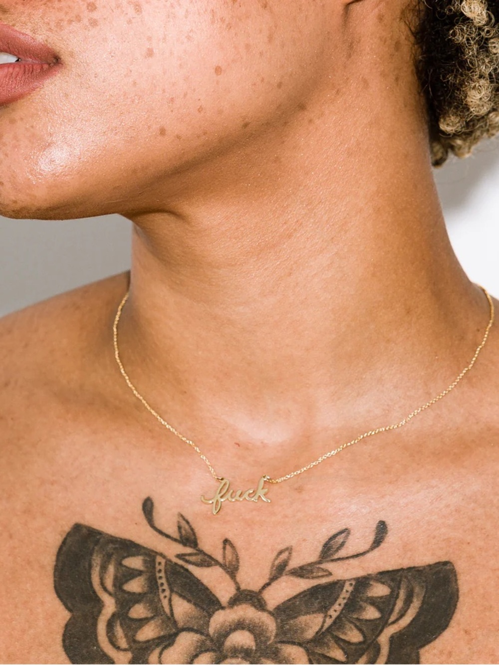 Larissa Loden F*ck Script Gold Necklace